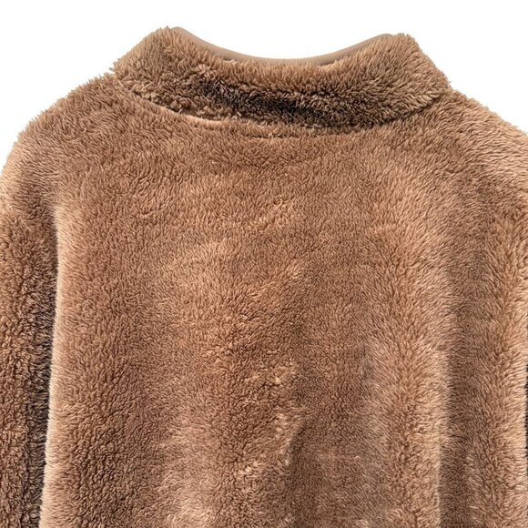 Denim & Co. Fleece Pullover Plus Size 2X Brown Cozy Fuzzy Womens Sherpa Jacket - Picture 6 of 9